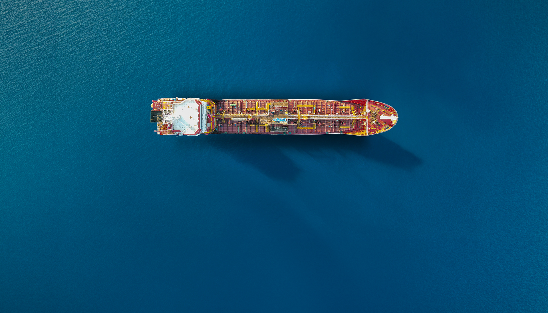Cargo ship viewed from above
